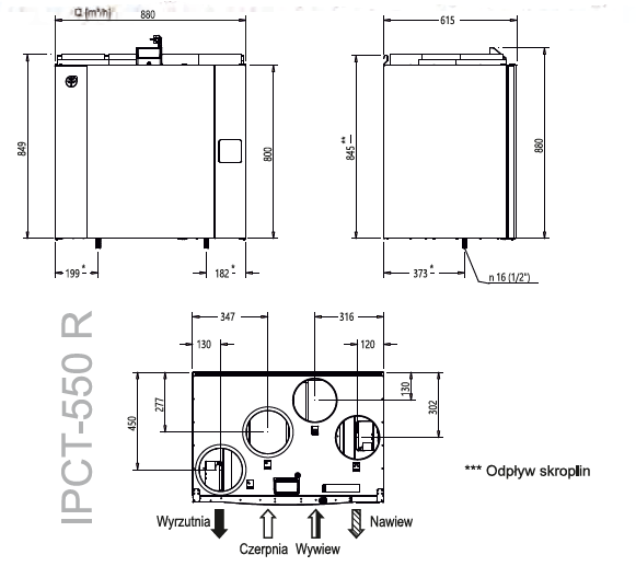 Dane techniczne wentylatora Energy Saving IPCT 550/950