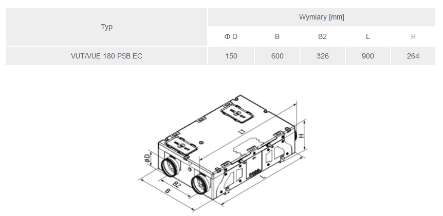 Rekuperator VUT 180 P5B EC